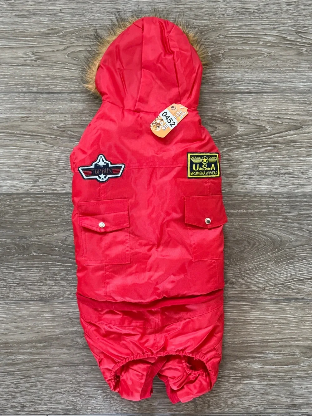 New! Pawz Dog Puffer Jacket Jumpsuit Plush Lined Waterproof Faux-Fur Trim Hood